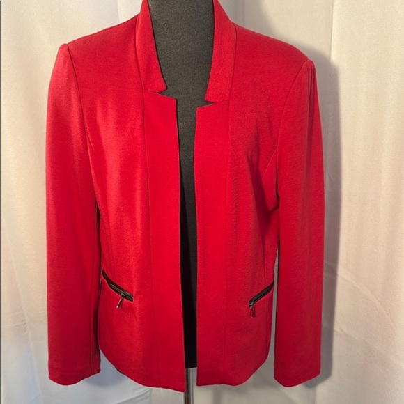 Planet Red Tailored Blazer, lined Sleek Collarless Design and zip pockets - Picture 1 of 14
